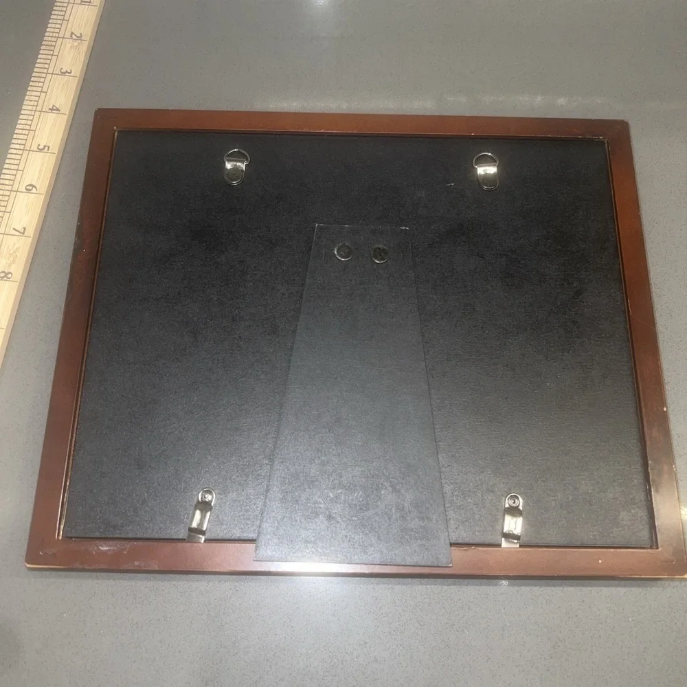 Wooden Frame W/silver Metal Cross Christian